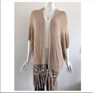 Hem & Thread Beige Fringe Cardigan
